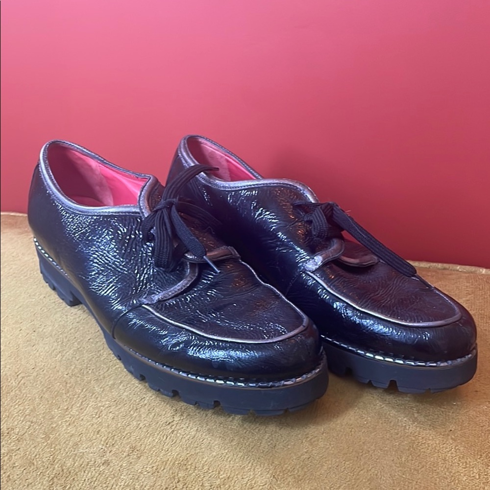 Pas De Rouge Black Patent Leather Silver Piping eu 42